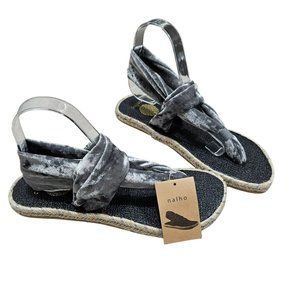 Nalho NWT Womens Gray Velvet Jute Espadrille Sandals Padded Soles size 40 9 Boho